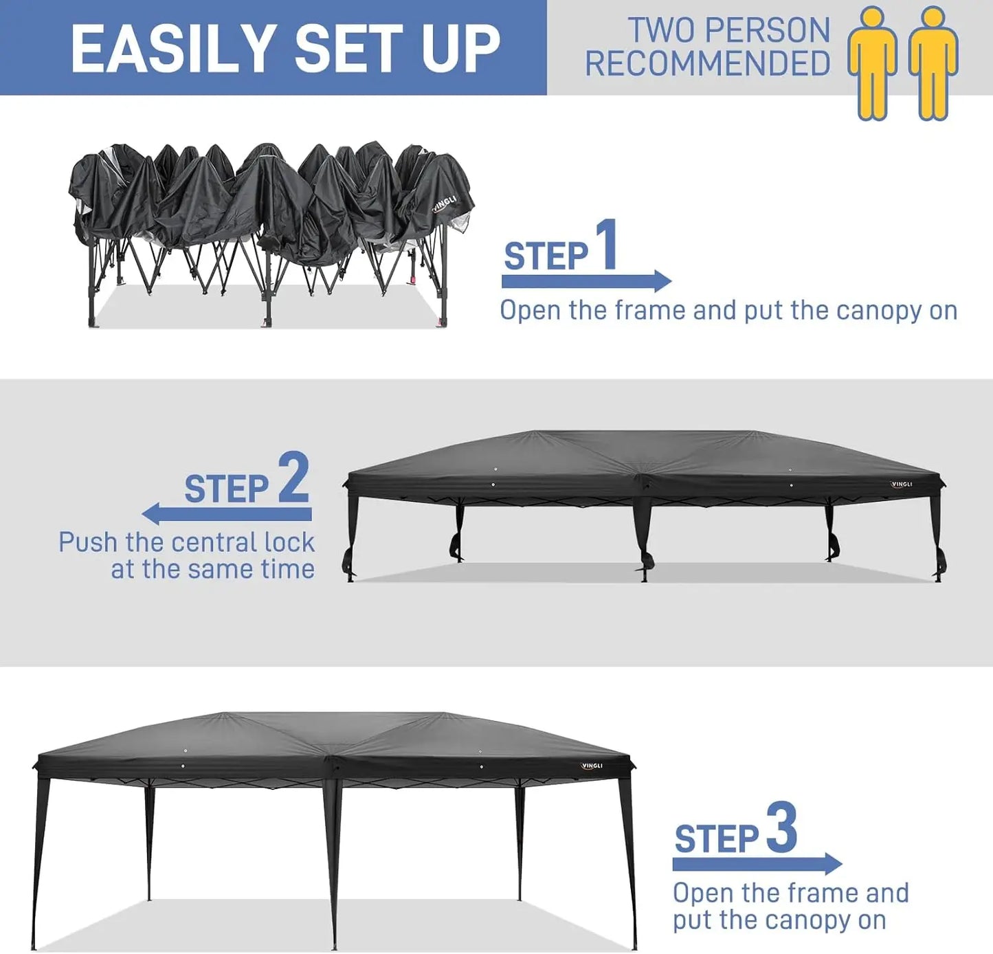 10x20 ft Pop Up Canopy Tent with 6 Sidewalls, Canopy 10x20 with Carry Bag, Outdoor Gazebo Canopy Tent Camping Tent, Patio Event