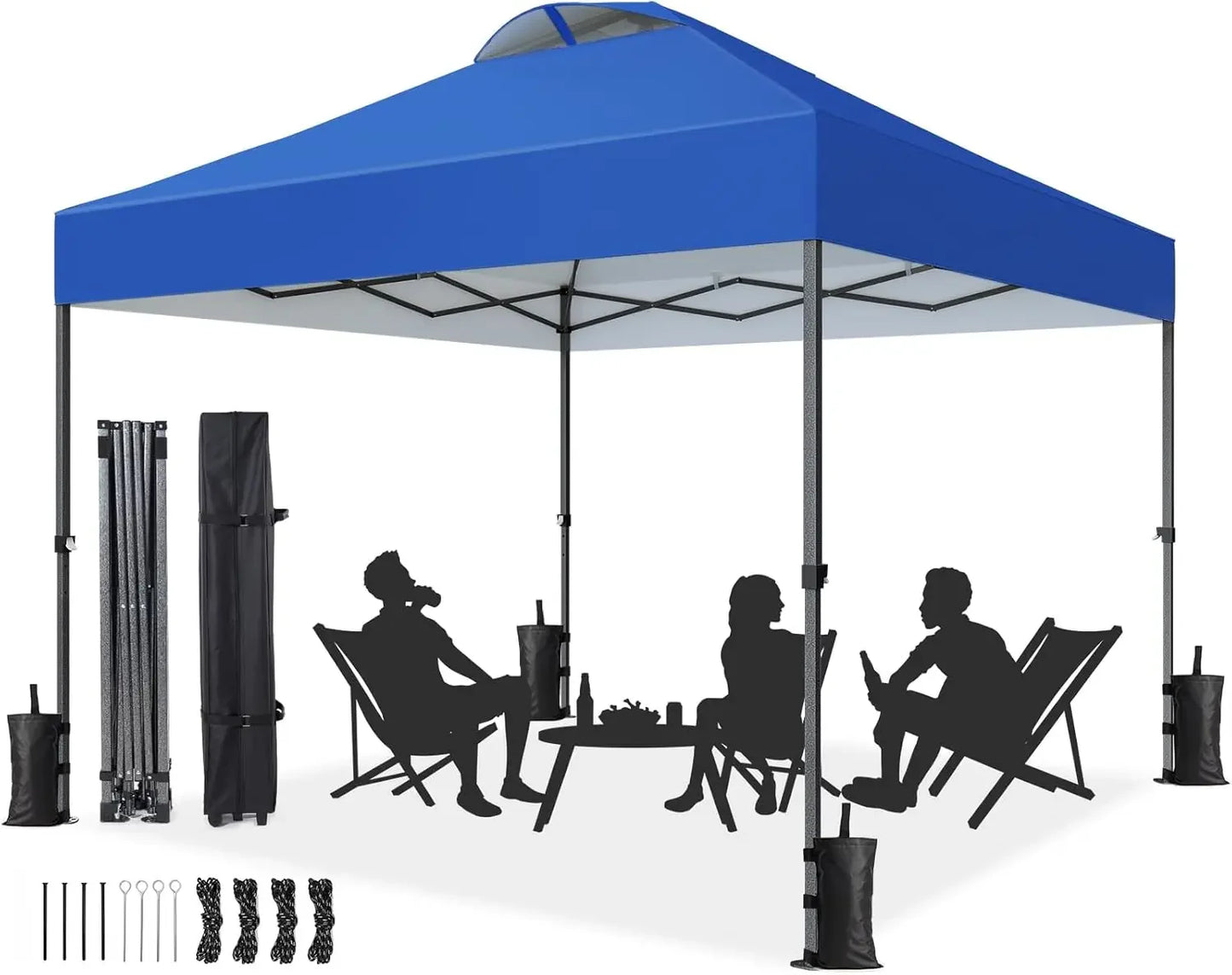 10x10 Pop Up Canopy Tent Portable Outdoor Canopy One-Person Setup UV-Resistant & Waterproof Easy Up Canopy with Guy lines Stakes
