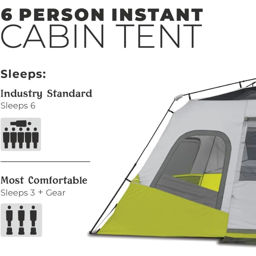 Instant Cabin Tents for Family Car Camping: 6 Person 9 Person 10 Person 12 Person MultiRoom PopUp Design with Builtin Storage P