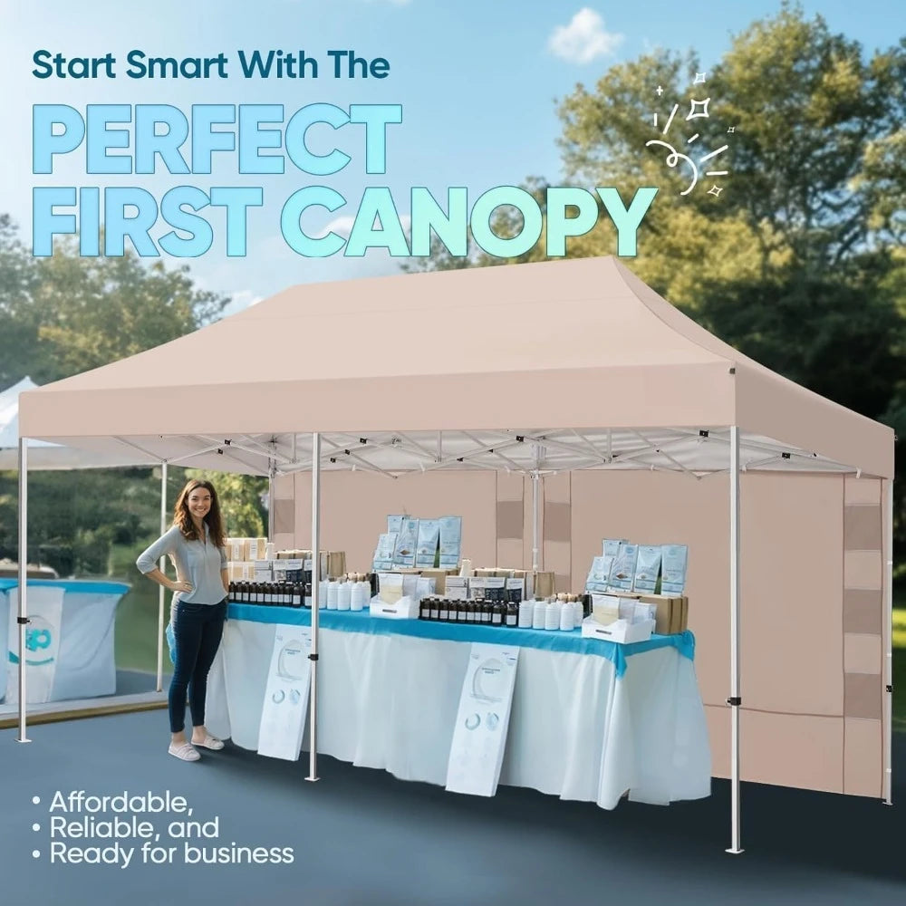 10x20 Heavy Duty Pop up Canopy Tent, Commercial Grade Instant Shelter with Wheeled Bag for Outdoor, Beach, Parties, Markets, 50