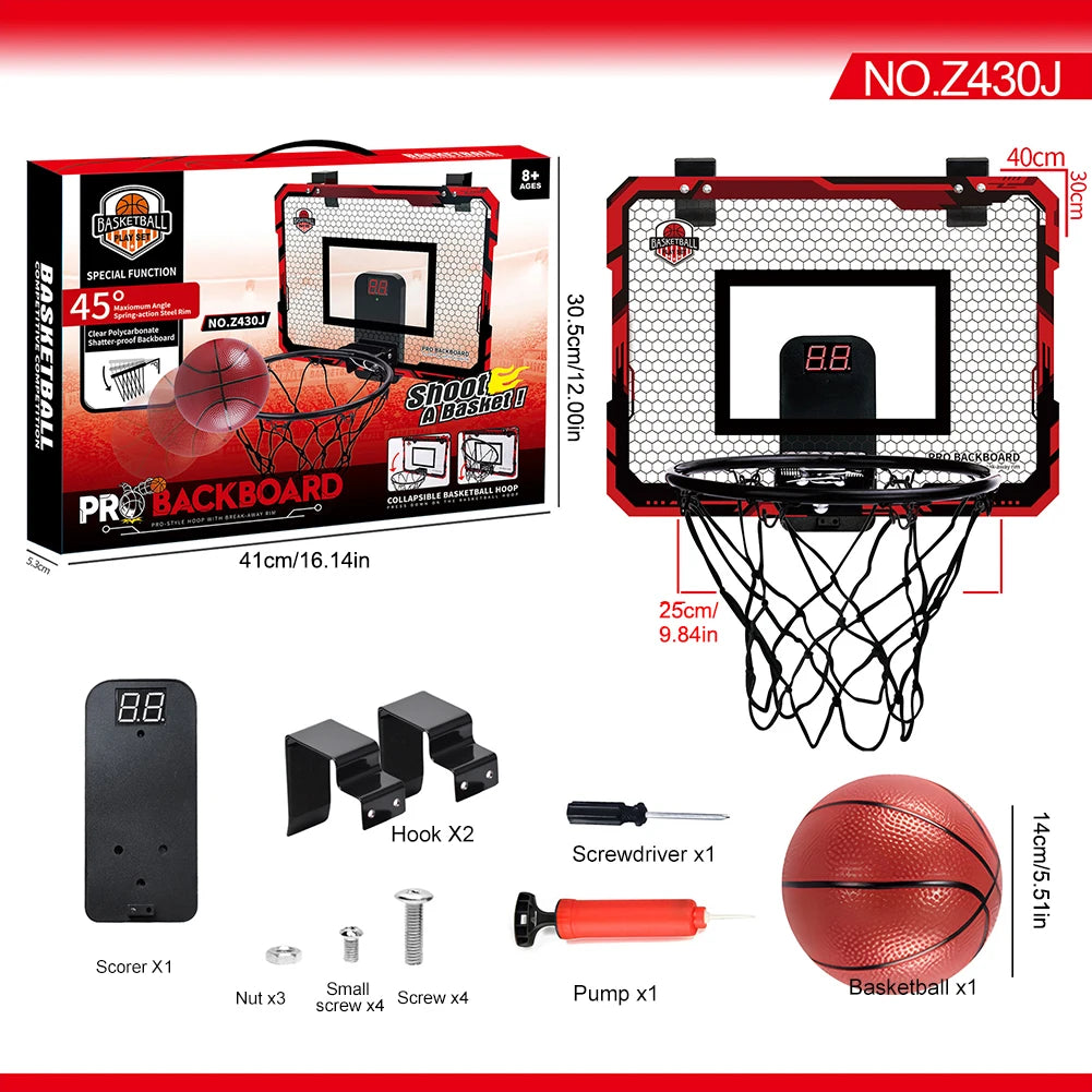 Kids Mini Basketball Hoop With Electronic Scoreboard Ball Sport Backboard Outdoor Indoor