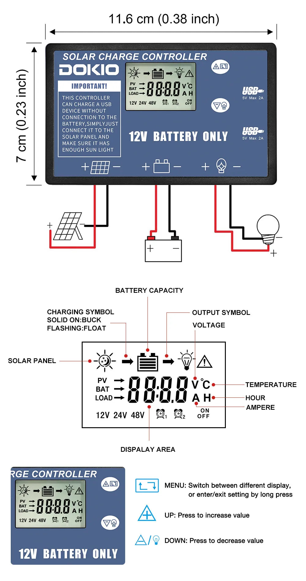 Dokio 18V 100/160/200/300 W Portable Foldable Solar Panel with 12V Controller to Charge Battery suitable for Camp