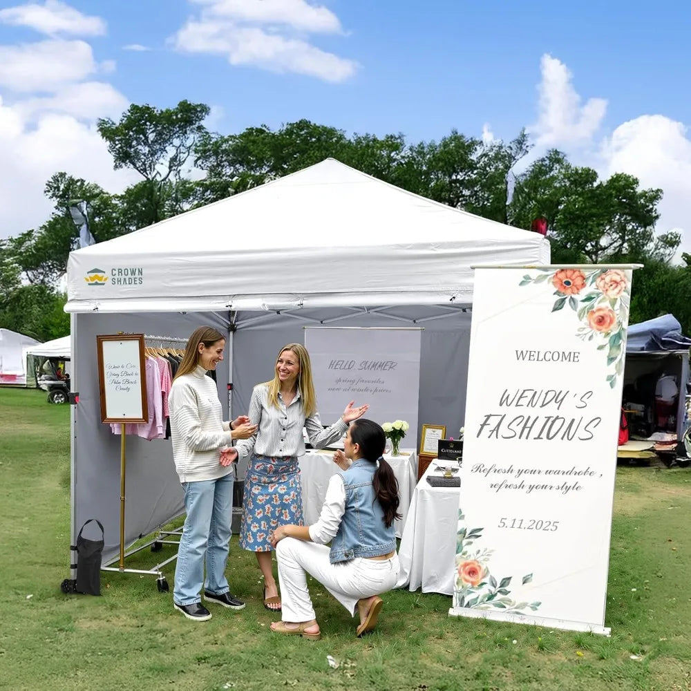 8x8 Pop Up Canopy Tent with 4 Sidewalls, Wheels & Weights, Quick Setup, UV Protection