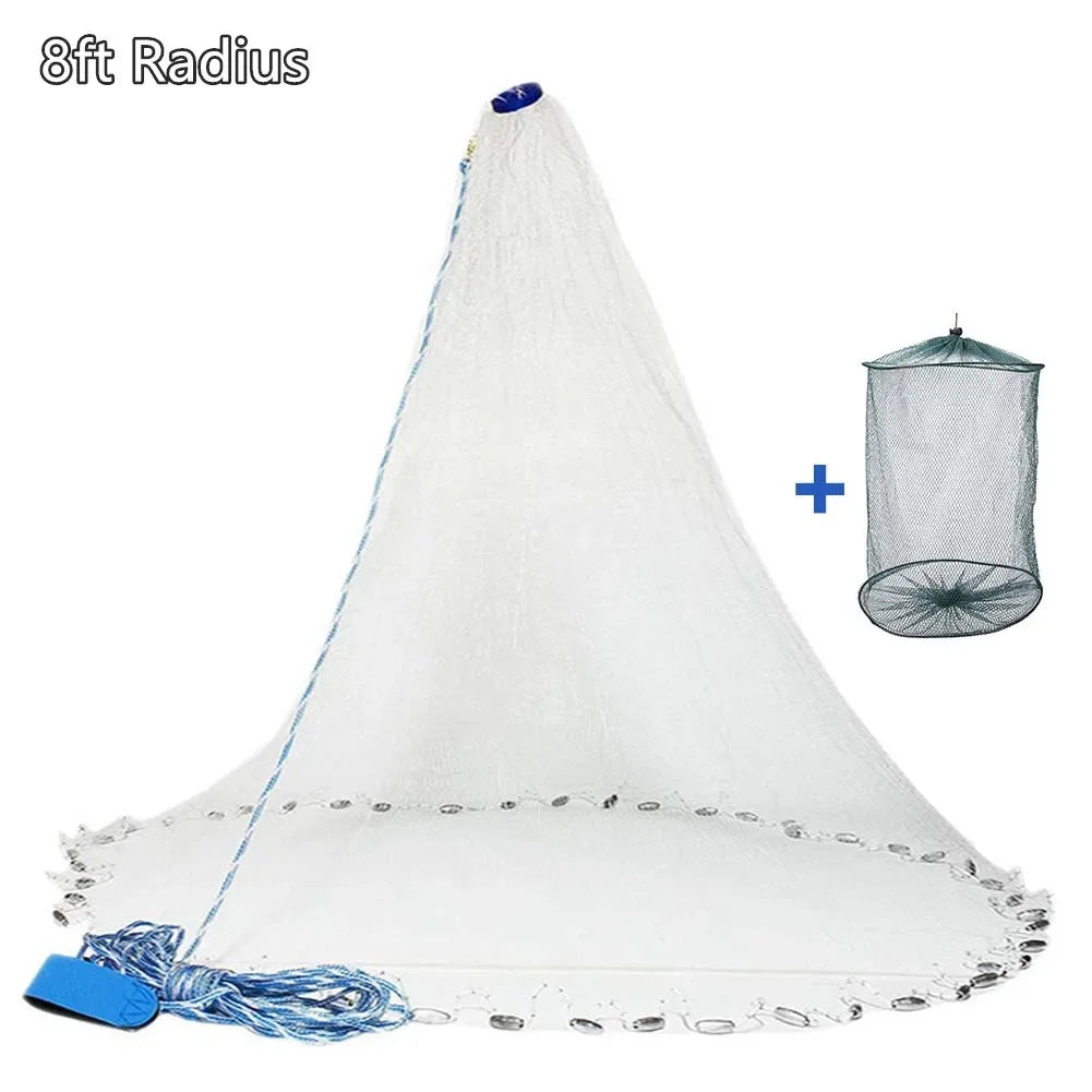 Fishing Cast Net for Bait Trap Fish 3/4/5/6/7/8/9/10ft Radius