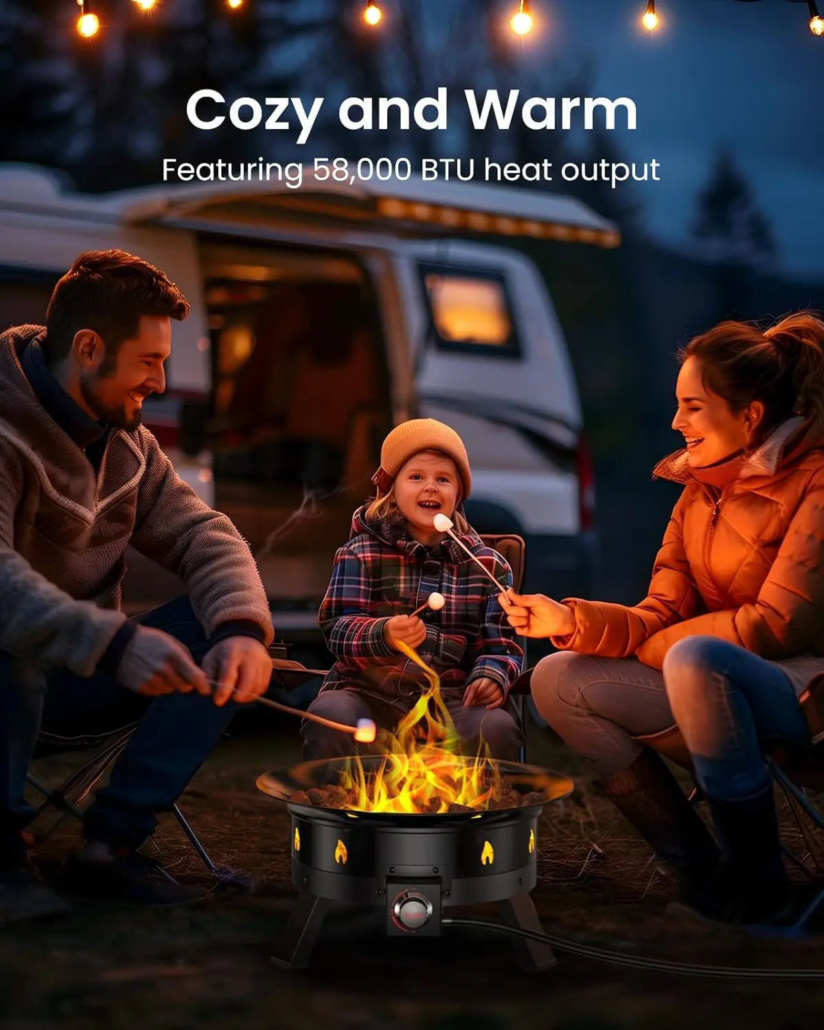 Ciays Large Propane Fire Pit 19 Inch With Grill Grate, Folding Legs, Hose Hooks, Propane Tank Holder