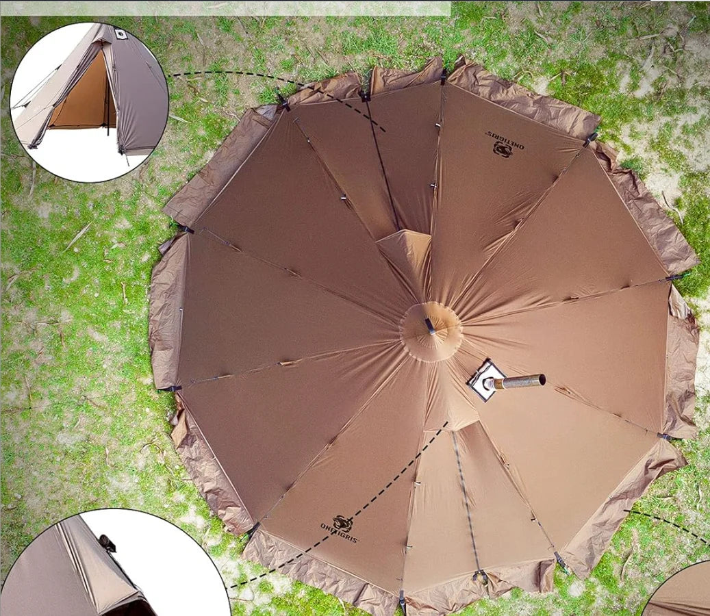 Rock Fortress Hot Tent with Stove Jack,  4-6 Person Tipi Tent for Camping