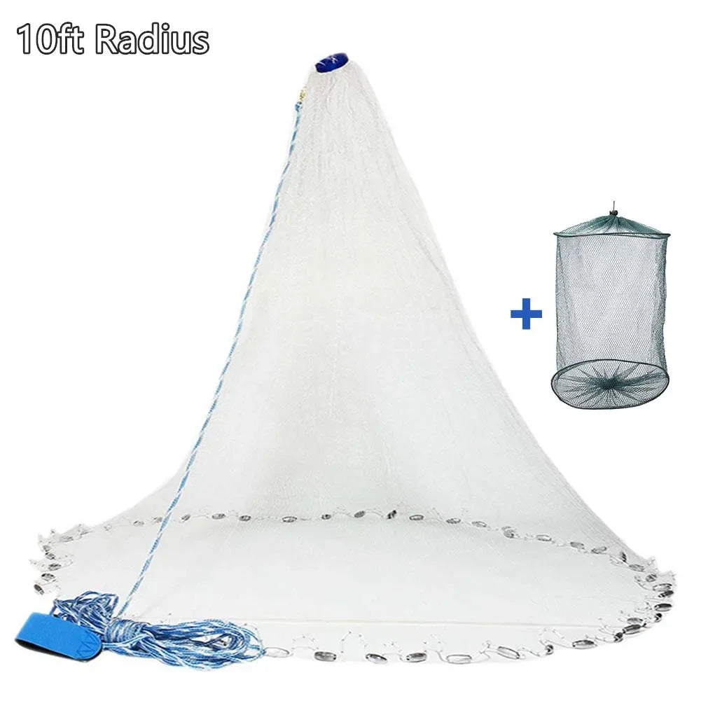 Fishing Cast Net for Bait Trap Fish 3/4/5/6/7/8/9/10ft Radius