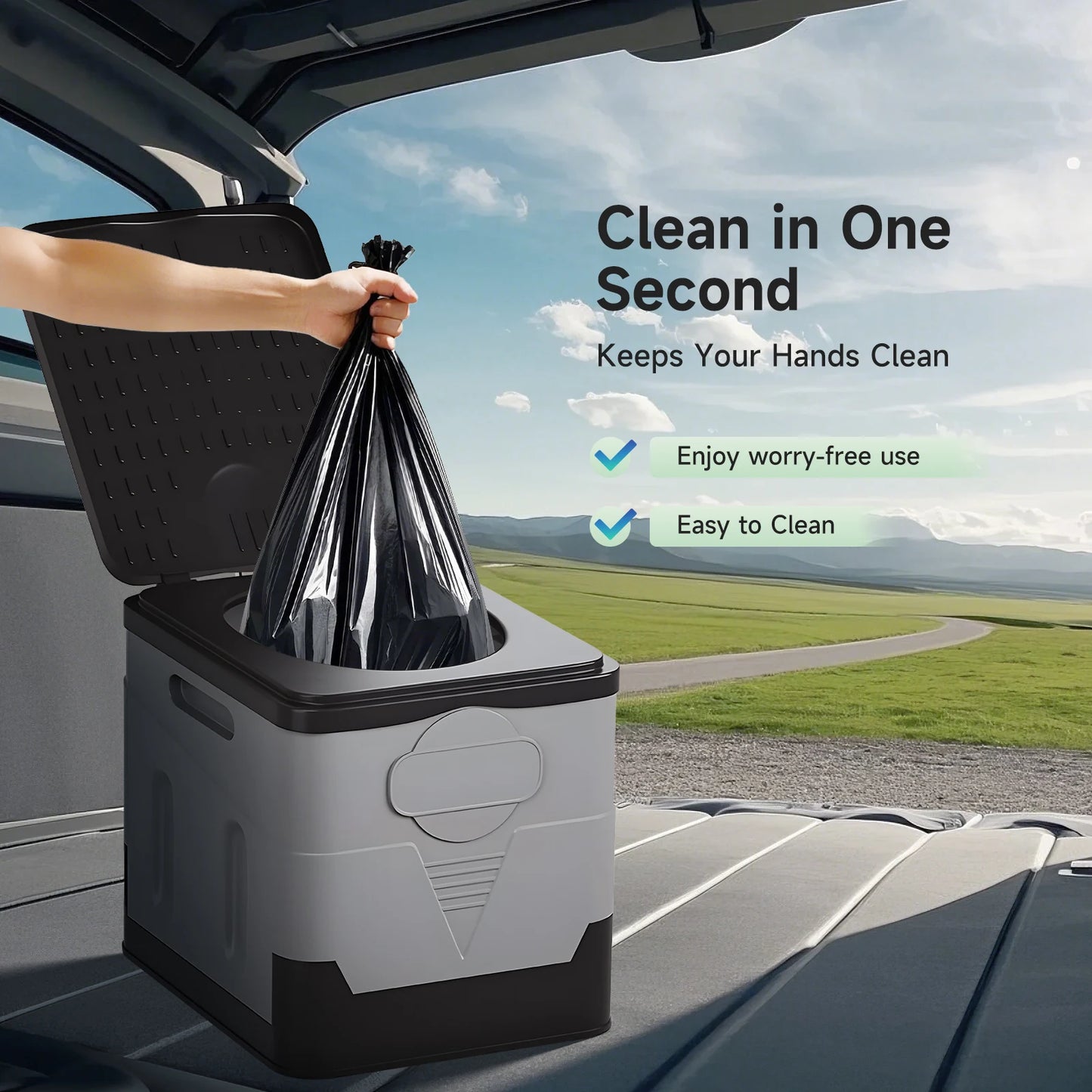 Camping Toilet, Portable Toilet  Travel Folding Toilet with Lid and Paper Holder, Compact Potty for Car, Cam