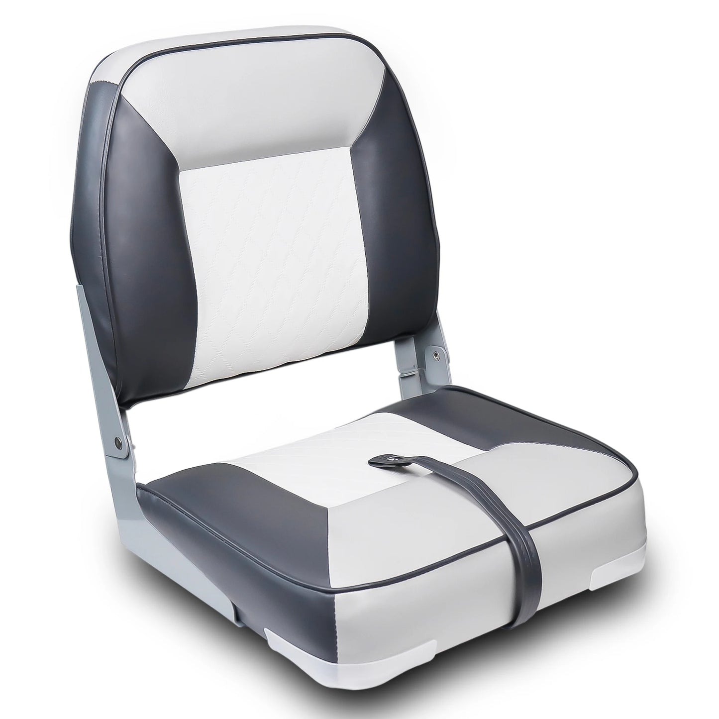 Low Back Boat Seats Marine Folding Chair Universal Fit for Fishing Yachts 1 Pack White and Gray