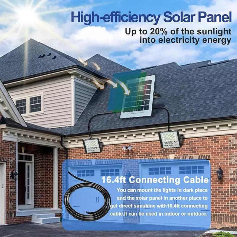 300W LED Solar  Lights Outdoor Flood Lamps Waterproof Spotlight Emergency Lighting Dusk To Dawn Wall Light For Yard Garden