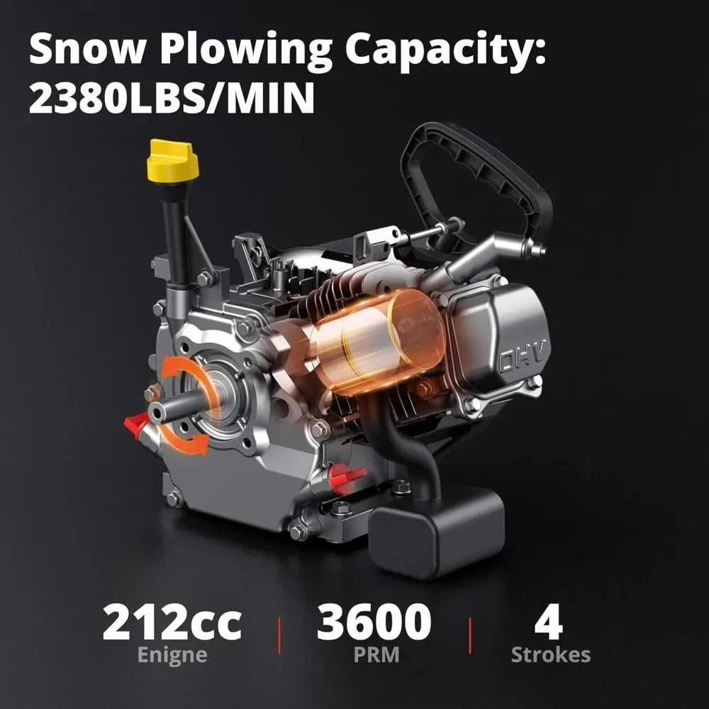 24-Inch Gas Snow Blower with 212cc 4-Cycle OHV Engine, Recoil Start, 40Ft Snow Throwing
