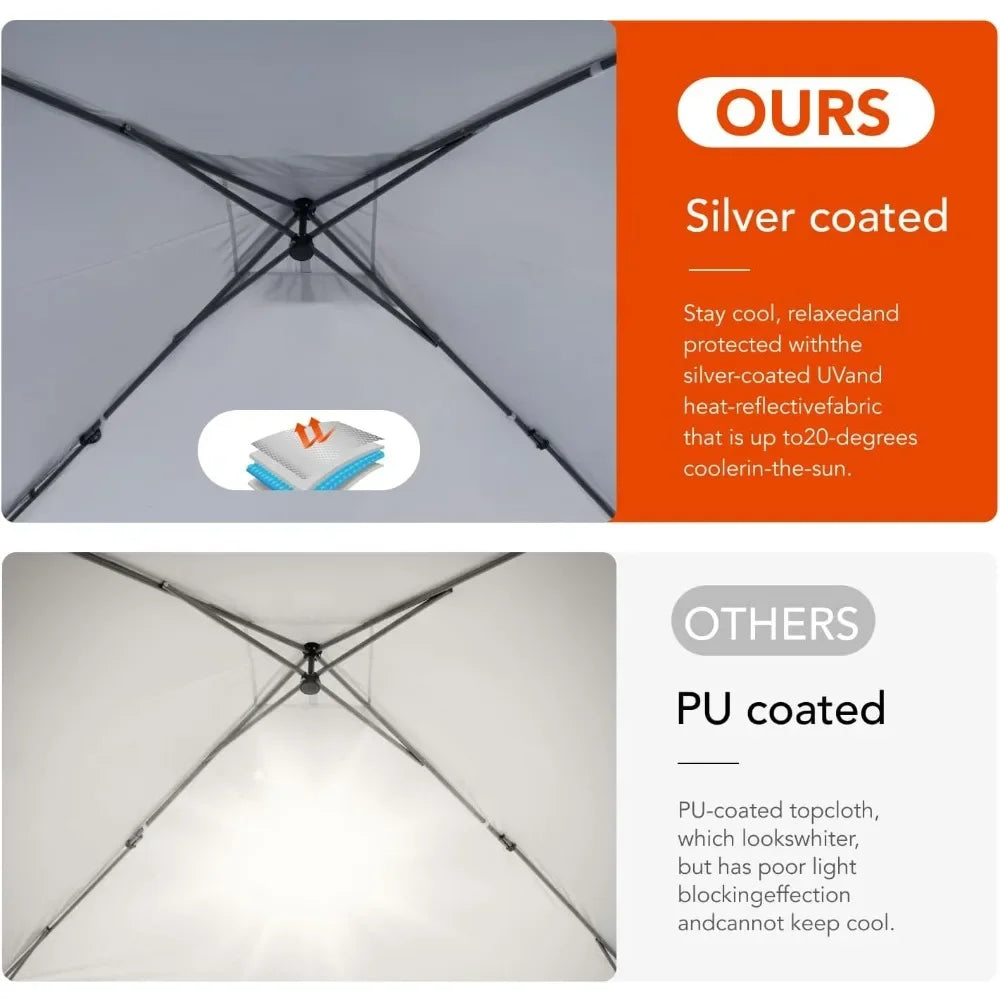 10x10 Pop Up Canopy Tent Portable Outdoor Canopy One-Person Setup UV-Resistant & Waterproof Easy Up Canopy with Guy lines Stakes