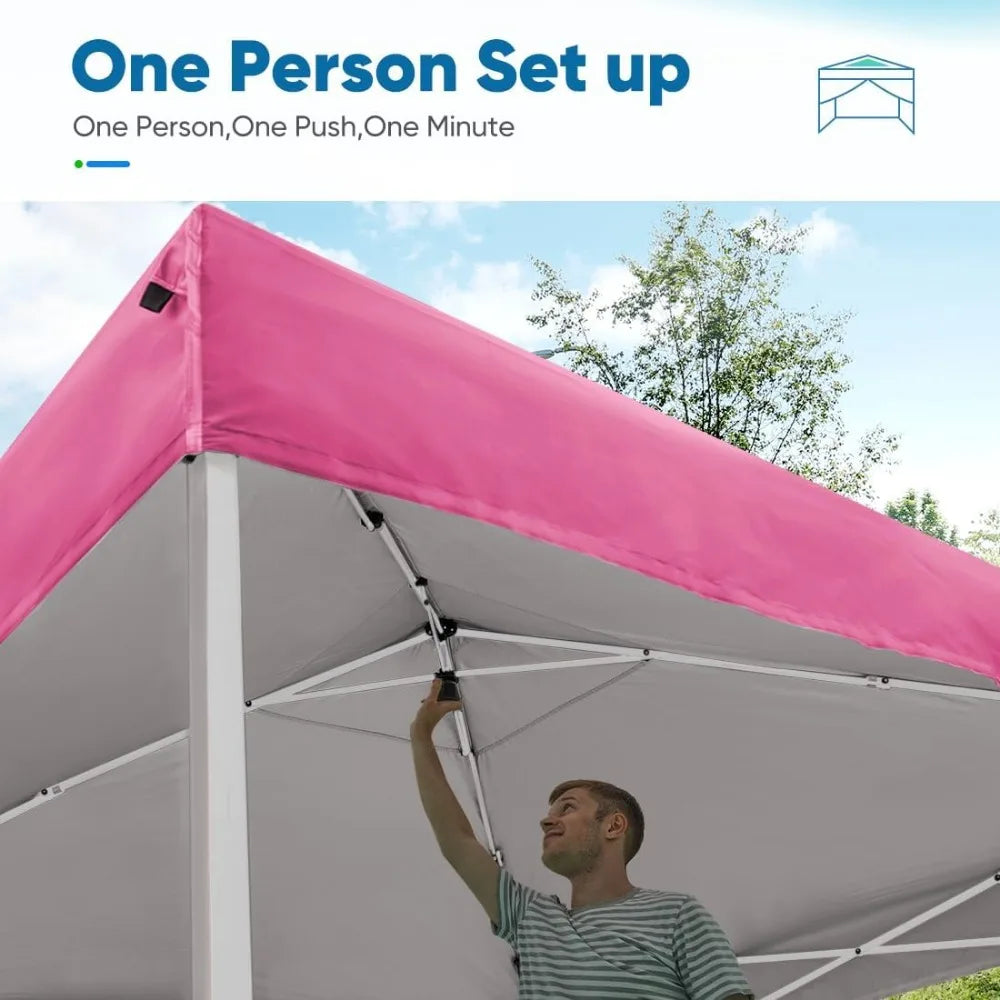 Easy Pop up Canopy Tent 10'x10' with 4 Detachable Window Sidewalls, One Person Setup, Waterproof Outdoor Portable Vendor Event