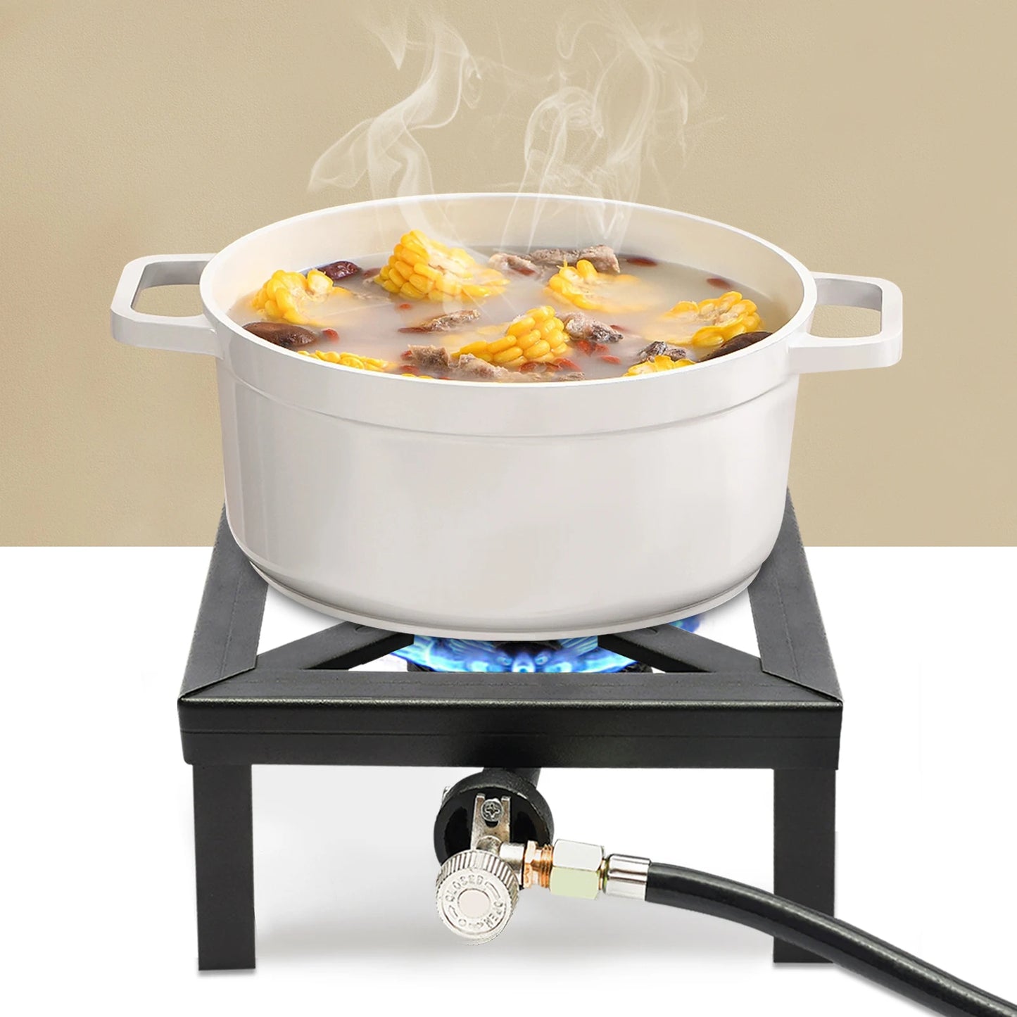 Portable Single Burner Gas Stove  Propane  with Adjustable 0-20Psi Regulator Hose