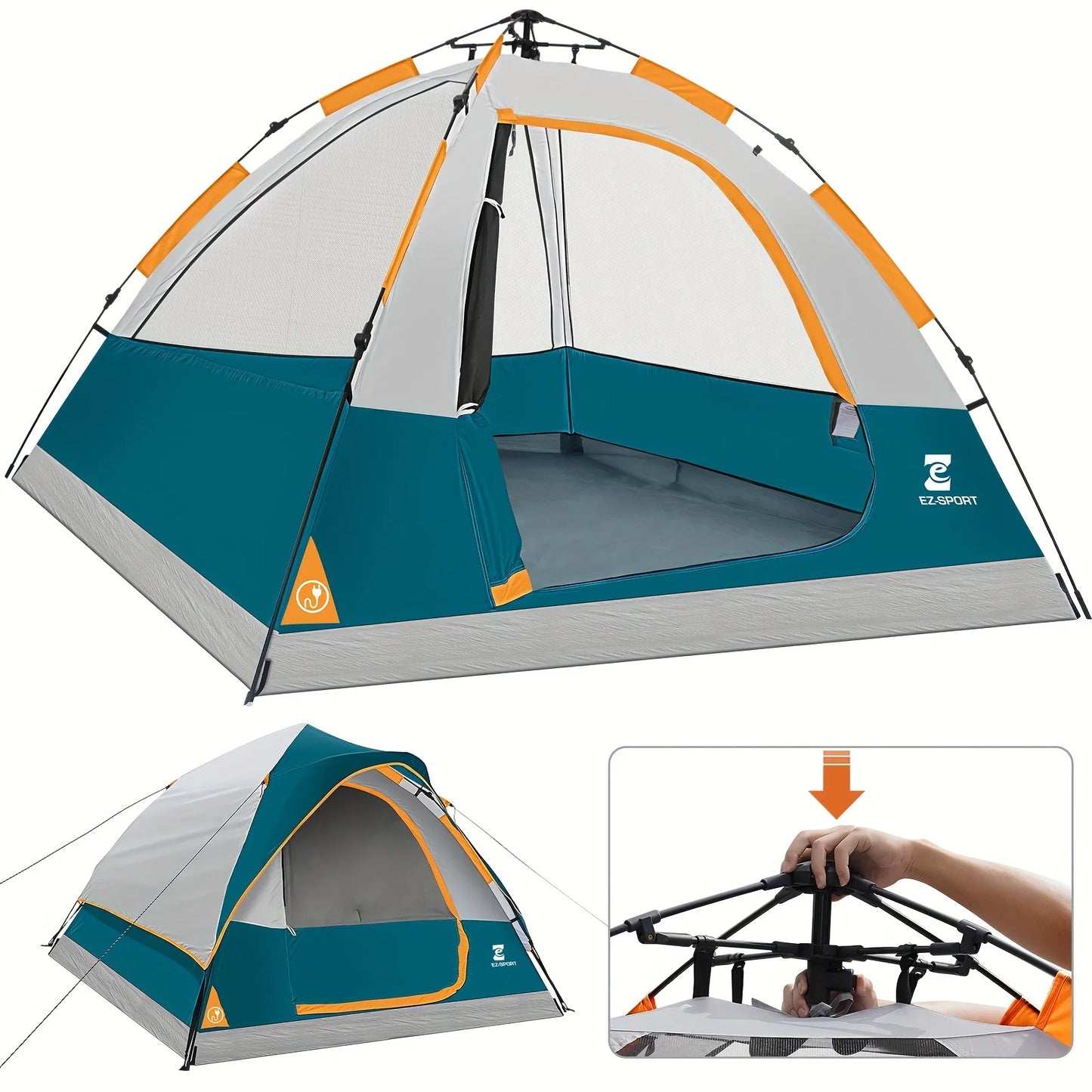 Pop Up Camping Tent - 4 Person  with Removable Rain Fly, Waterproof Windproof
