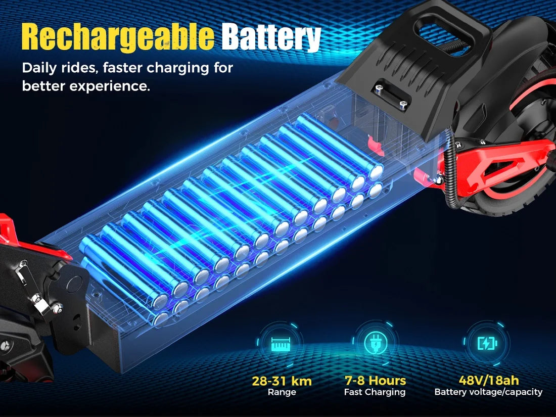 11 inch beach off-road electric scooter 1600W48V18AH lithium battery rear wheel drive intelligent folding mini electric scooter