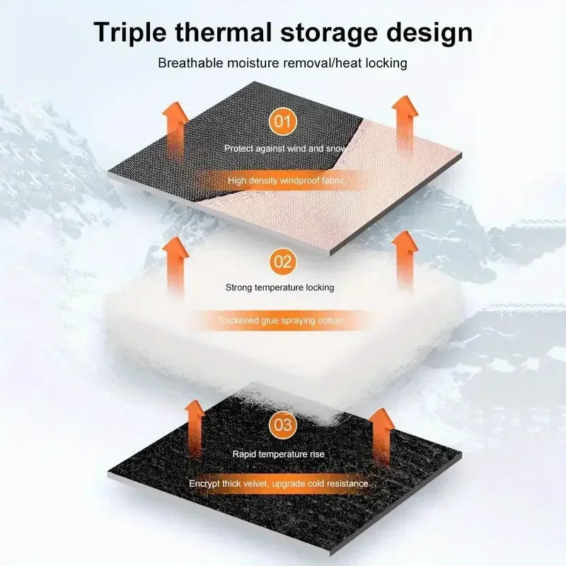 Winter Unisex Snowboard Ski Gloves PU Leather Non-slip Touch Screen Waterproof Motorcycle Cycling Fleece Warm Snow Gloves