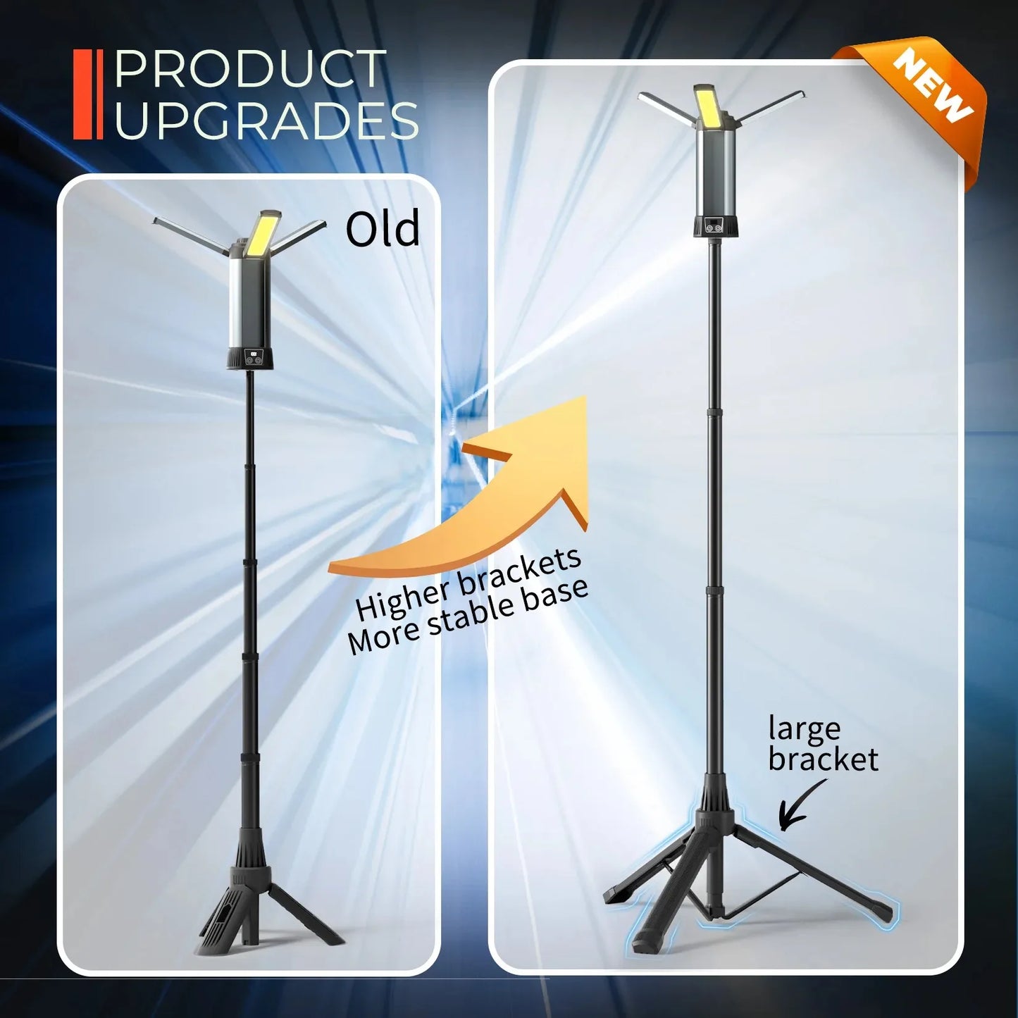 6000mAh LED Outdoors Work Light with Stand Cordless  with COB DimmableTelescopic for Outdoor Campinglight