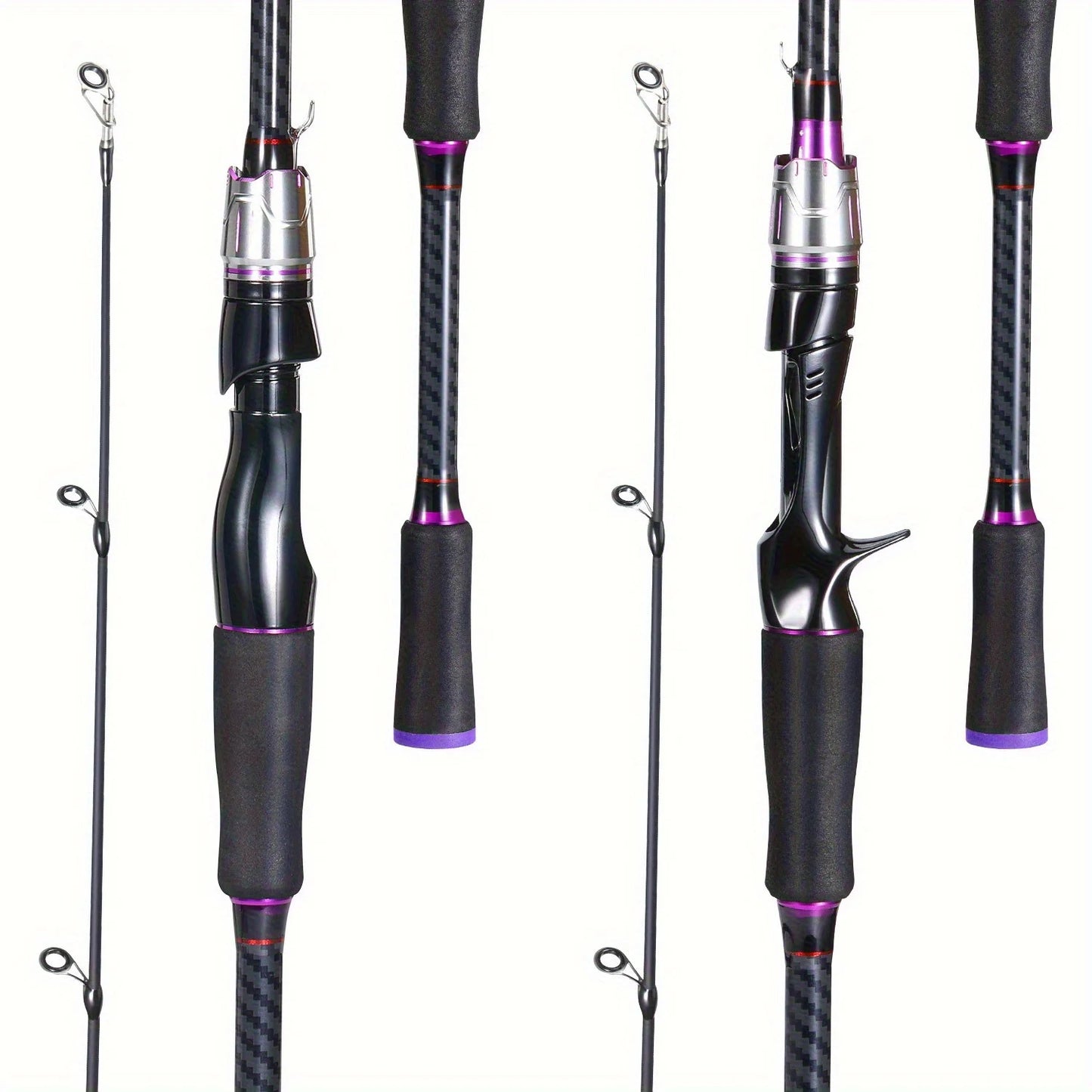 180cm Telescopic Fishing Rod Carbon Fiber, Fast Action for Long Cast, Black Purple Color, for Freshwater & Saltwater