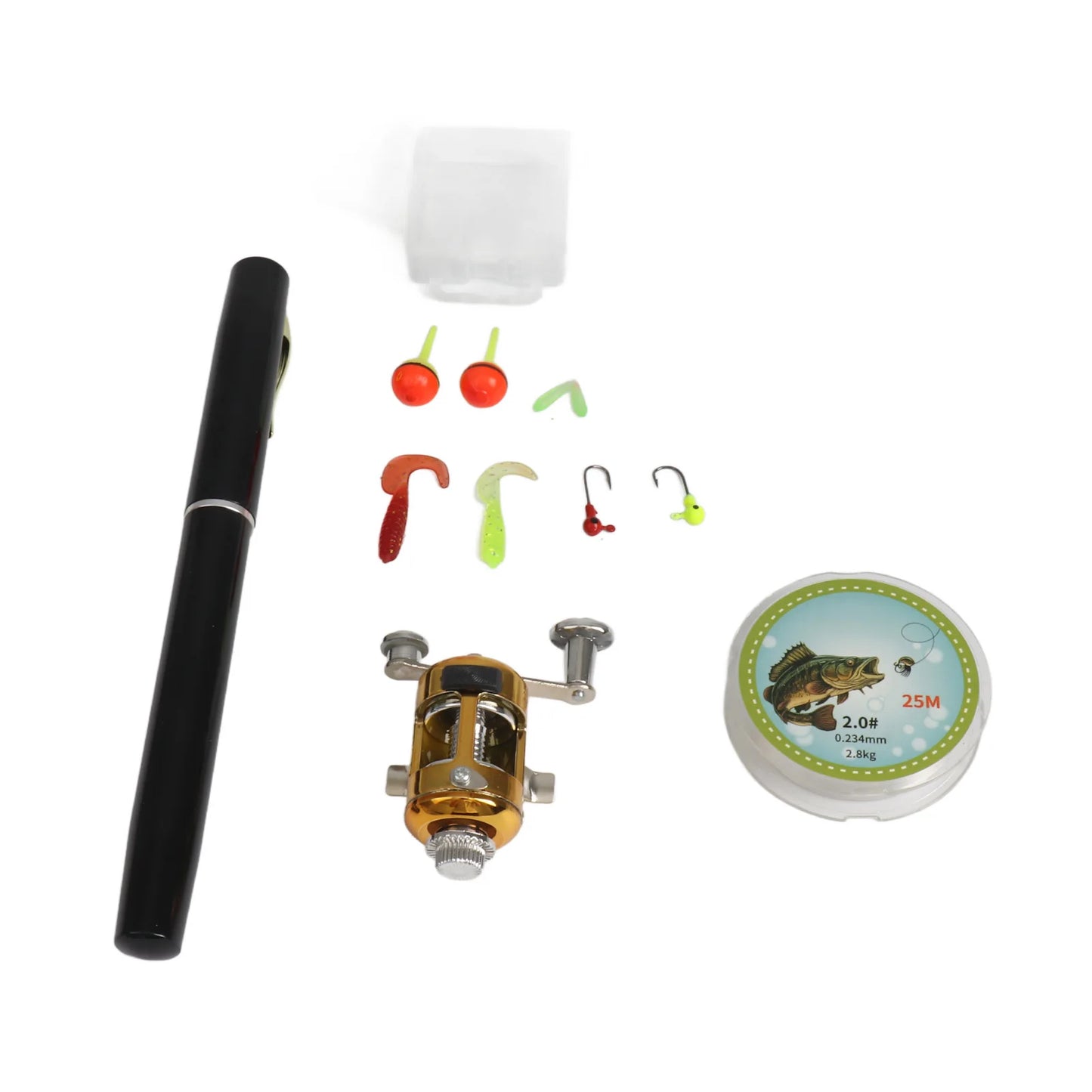 US Fishing Rod Reel Combo Set Mini Telescopic Portable Pocket Pen Fishing Rod Pole + Reel Aluminum Alloy Fishing Line Soft Lures