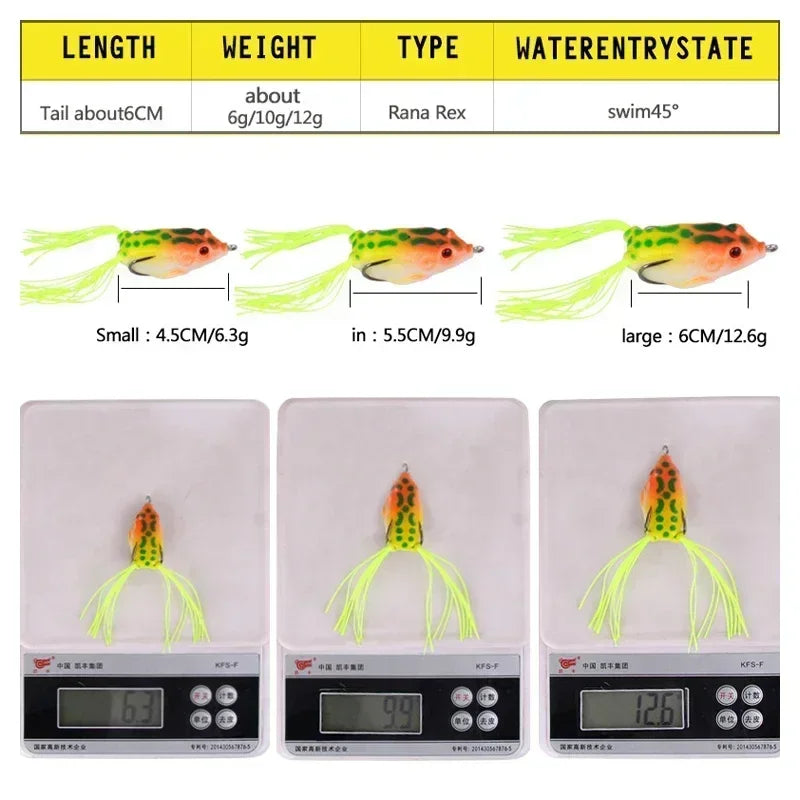 #5.5cm 12g Frog Lure Double Propeller Legs Silicone Soft Baits Topwater