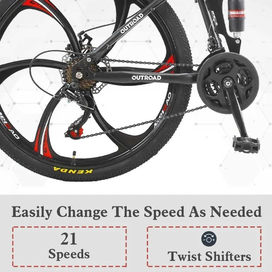 26 Inch Folding Mountain Bike with High Carbon Steel 21 Speed