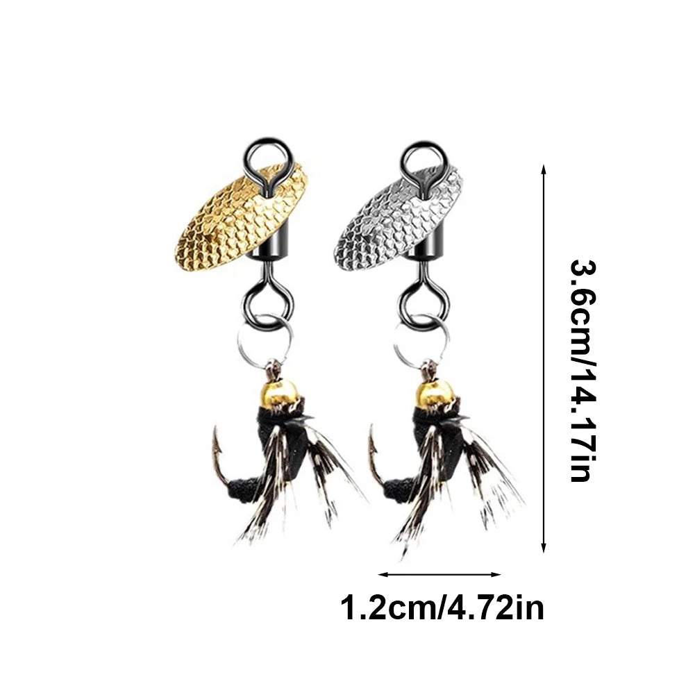 5Pcs  Fly Fishing Bait with Crank Hook Natural Insect Bait Spinner Baits Lure