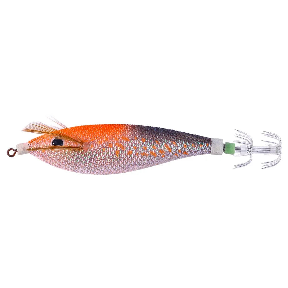 Glowing Horizontal Squid Trolling Lure Jigging  Wood Shrimp Hooks Octopus Bait
