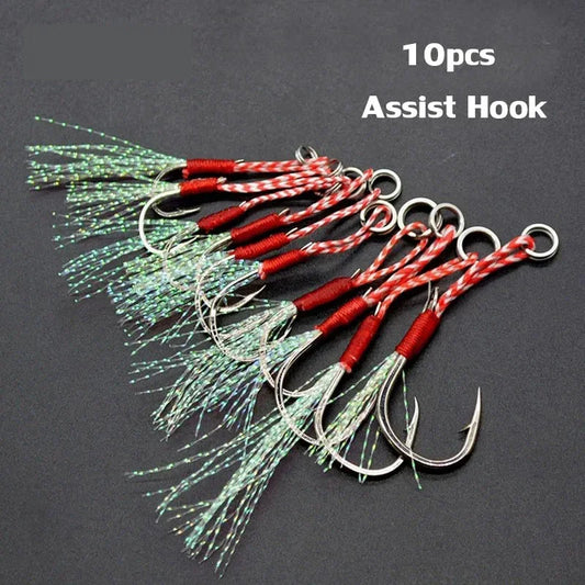 10pcs/Fishing  Jigs Assist Hook Barbed Single Jig Hooks