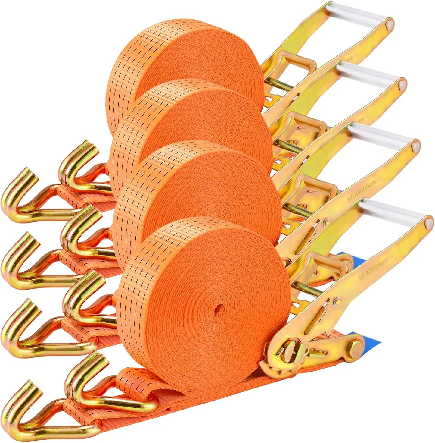 9m X 50mm Double J Hook Ratchet Straps (11,000 lbs Break Strength)