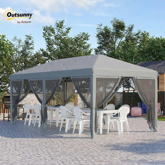 10' x 20' Pop Up Canopy Tent with Netting, Heavy Duty Instant Sun Shelter, Large Tents for Parties with Carry Bag