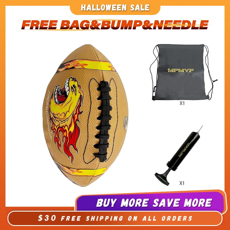 【FREE BAG & BUMP】Rubber Light Up Colorful American Football, Size 6, High Quality