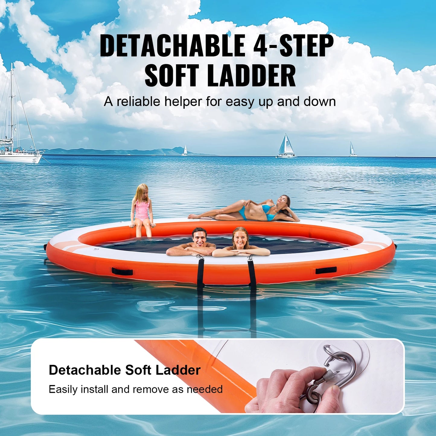 Inflatable Floating Dock 10x8FT Non-Slip Water Detachable Ladder Portable Carrying Bag Floating