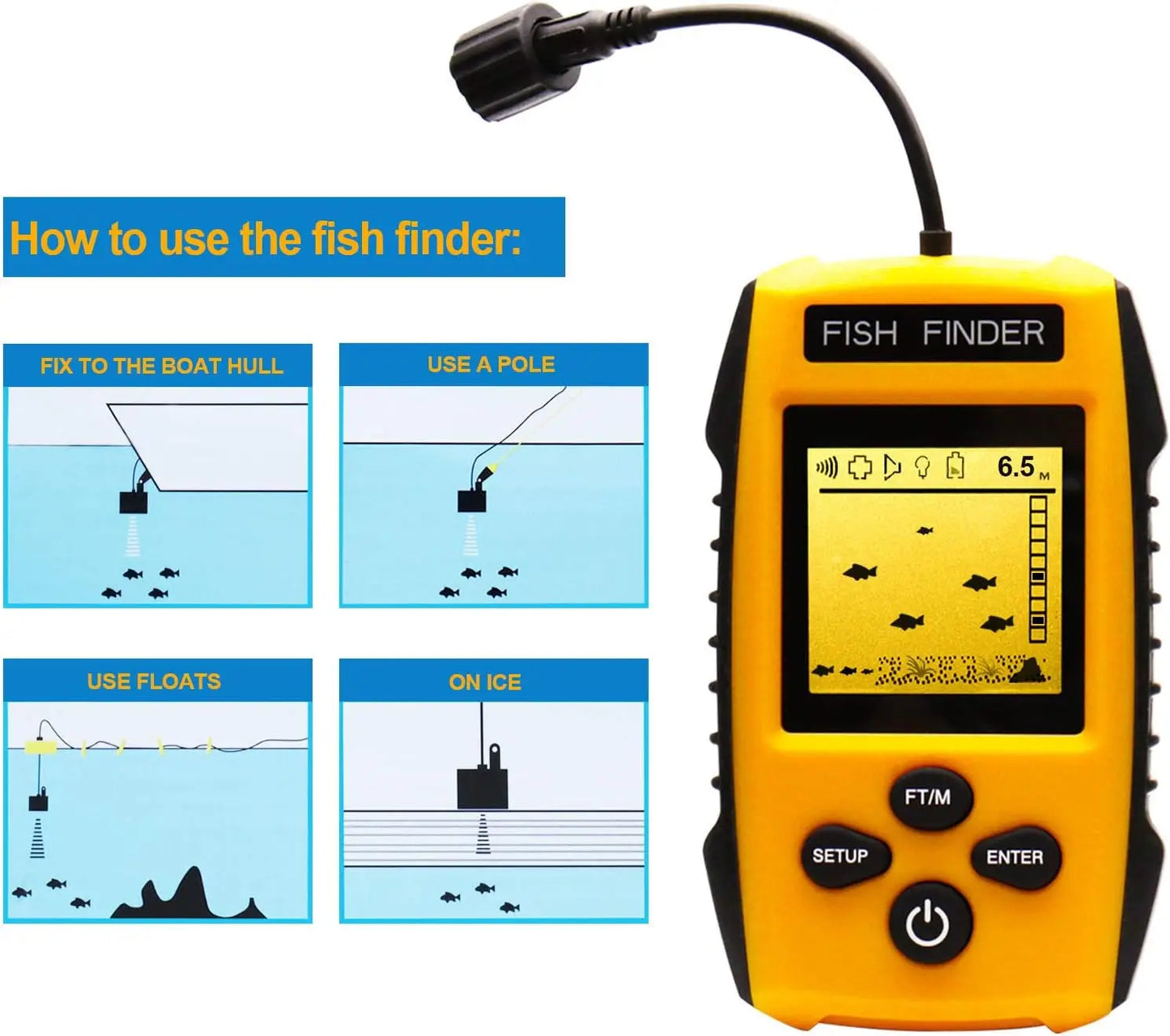 Portable Fish Finder with Sonar Transducer