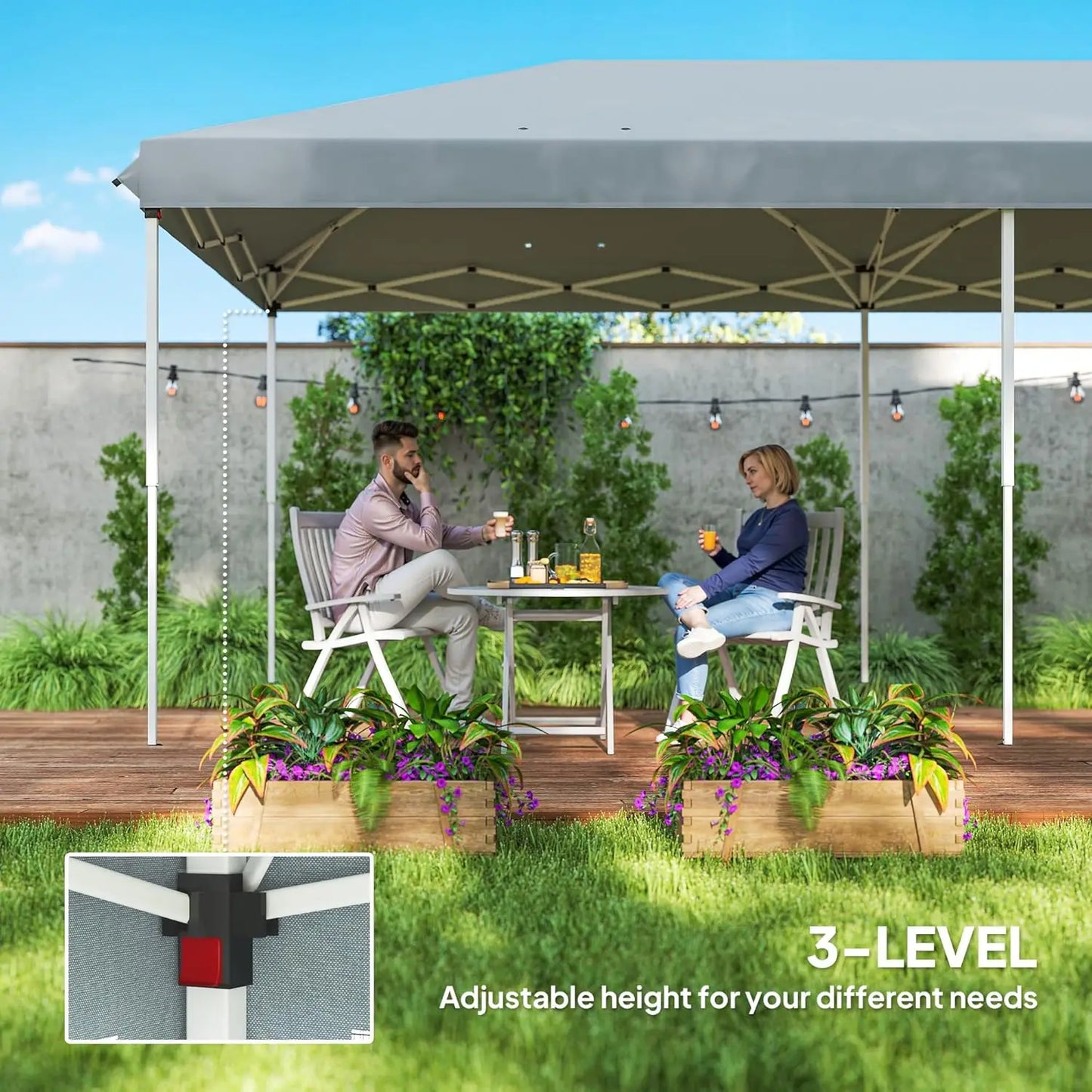 10' x 20' Pop Up Canopy Tent with Netting, Heavy Duty Instant Sun Shelter, Large Tents for Parties with Carry Bag