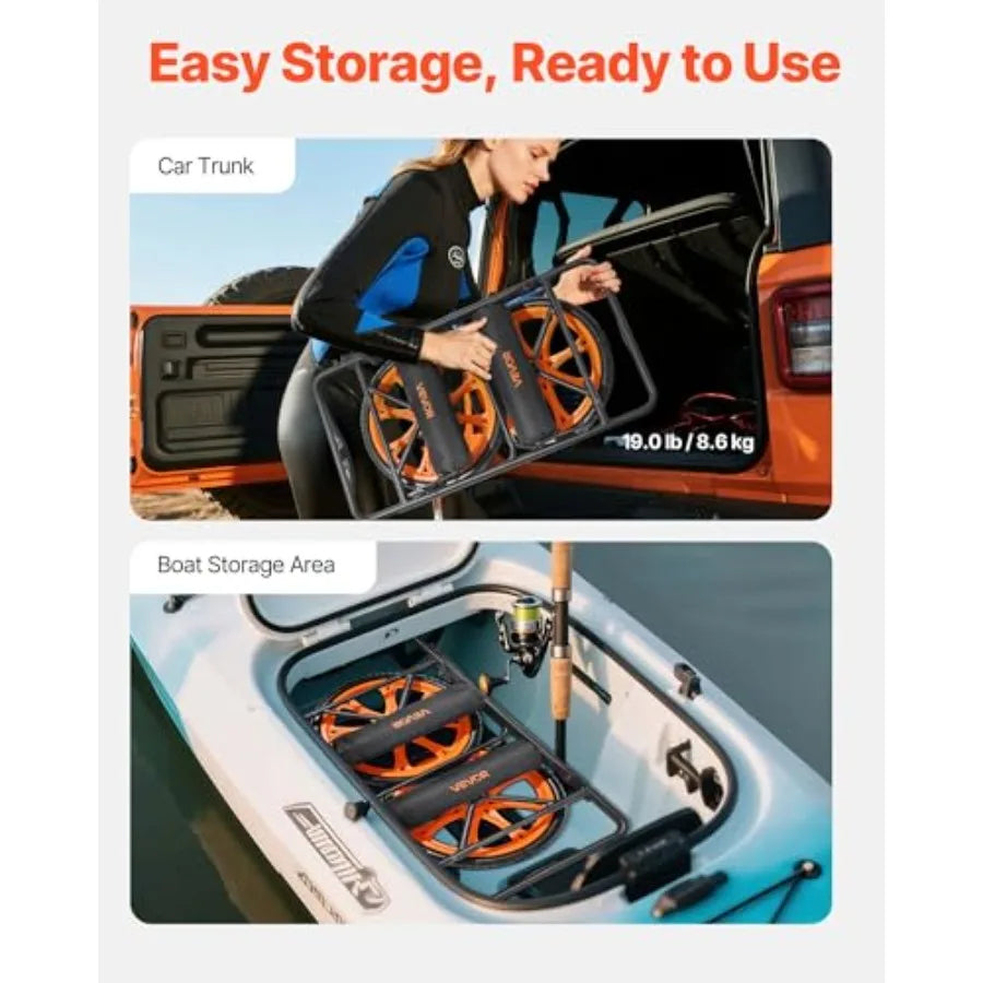 300lbs Kayak  Super Duty Trolley Cart Canoe Cart Dolly with 15inch No Flat Solid Rubber Tires and Kickstand Quick