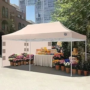 10x20 Heavy Duty Pop up Canopy Tent, Commercial Grade Instant Shelter with Wheeled Bag for Outdoor, Beach, Parties, Markets, 50