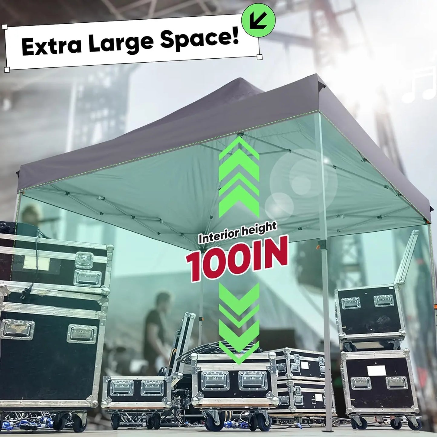 10x10 Heavy Duty Pop Up Canopy Tent- Waterproof, 11ft Interior Height, Easy Setup