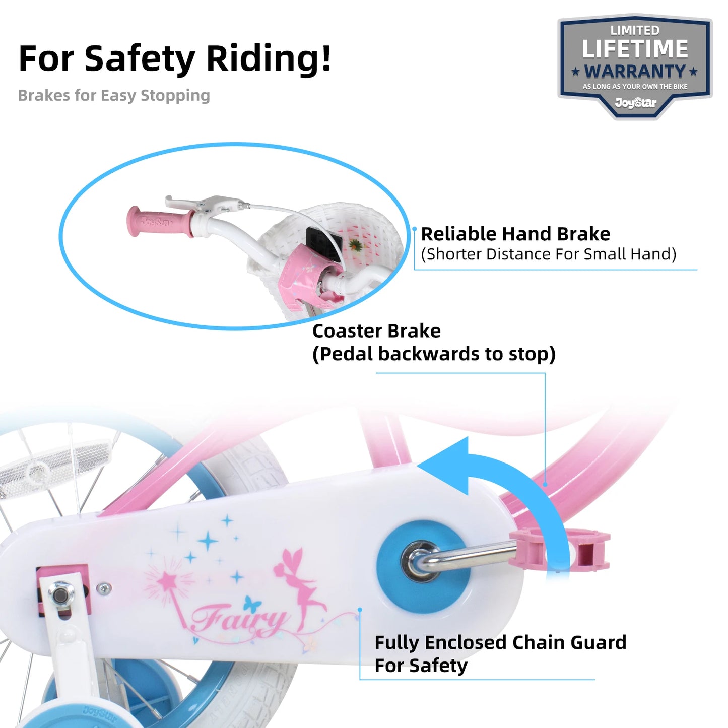 JOYSTAR Fairy Girls Bike for 2-9 Years Old Toddlers and Kids with Training Wheels, Handbrake and Basket,