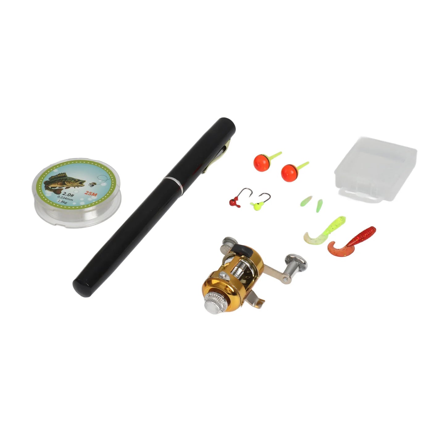 US Fishing Rod Reel Combo Set Mini Telescopic Portable Pocket Pen Fishing Rod Pole + Reel Aluminum Alloy Fishing Line Soft Lures