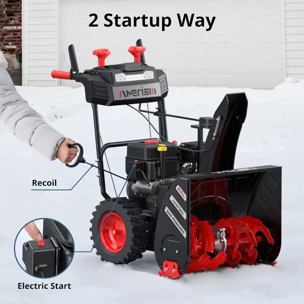 24-Inch Gas Snow Blower with 212cc 4-Cycle OHV Engine, Recoil Start, 40Ft Snow Throwing