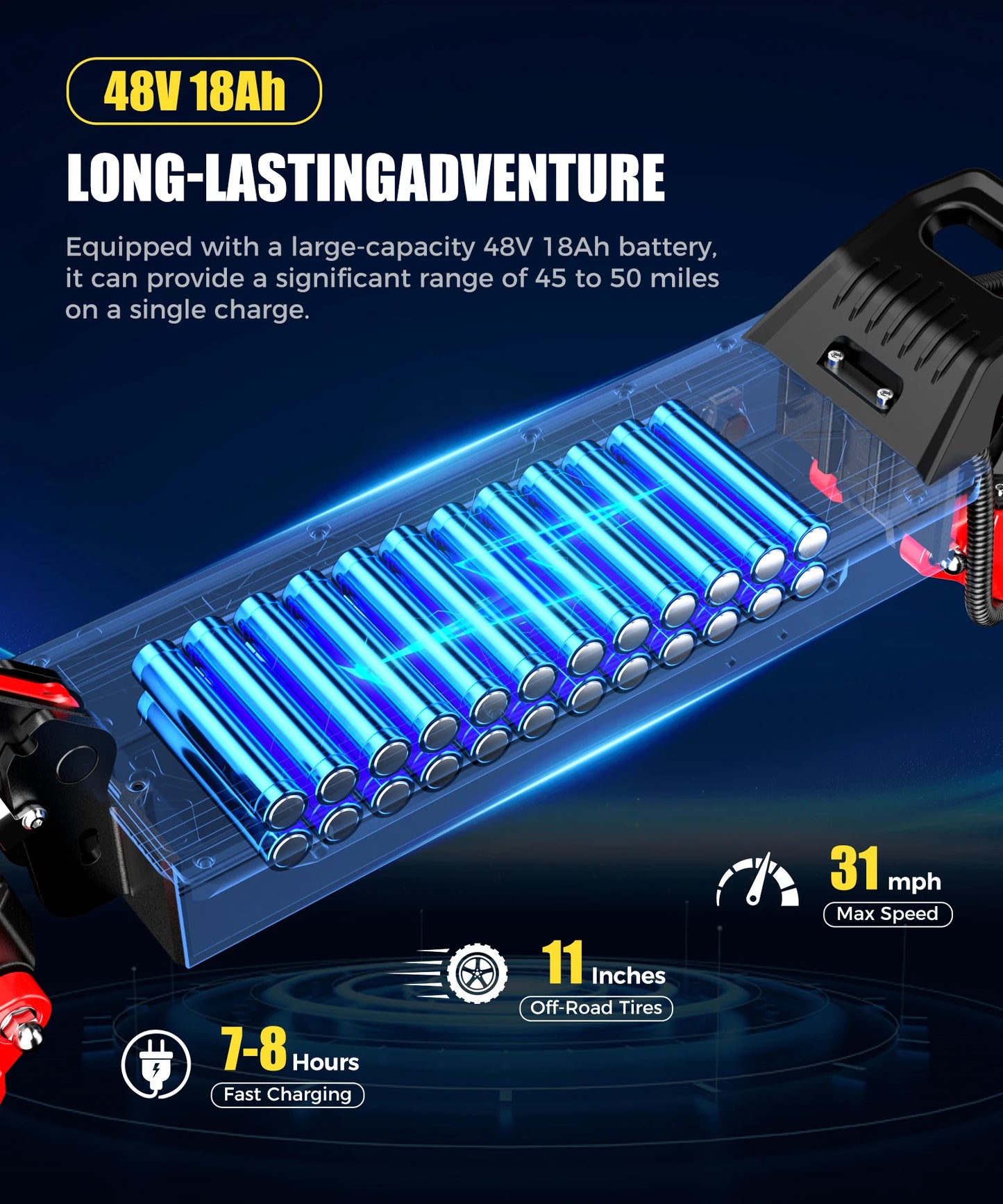 11 inch beach off-road electric scooter 1600W48V18AH lithium battery rear wheel drive intelligent folding mini electric scooter