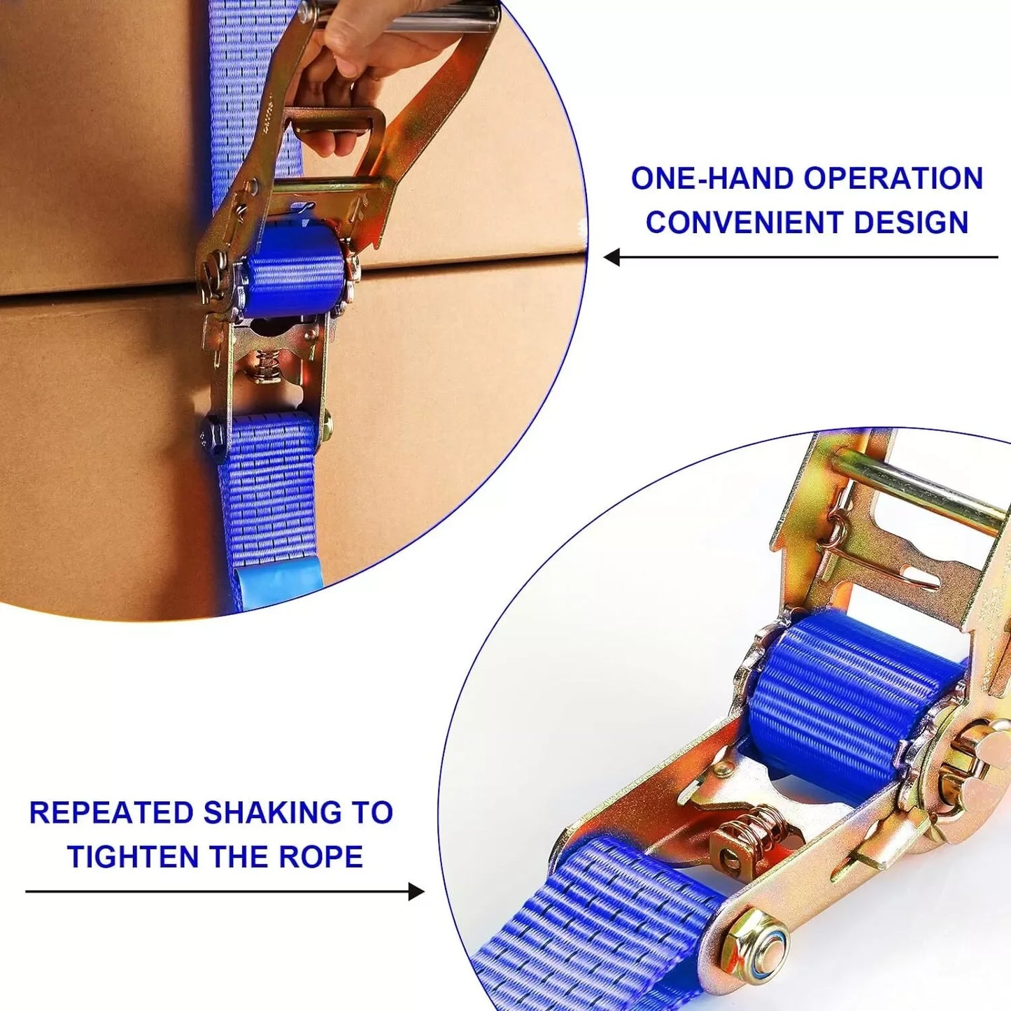 9m X 50mm Double J Hook Ratchet Straps (11,000 lbs Break Strength)