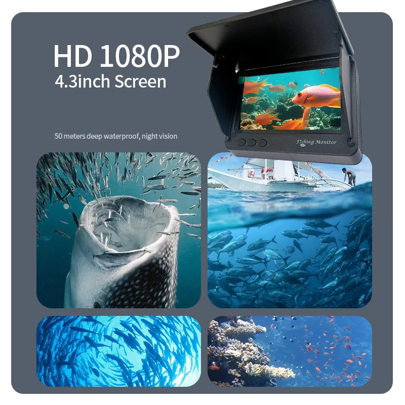 Portable Underwater Fishing Camera with 4.3" LCD Monitor Infrared Night Vision Waterproof