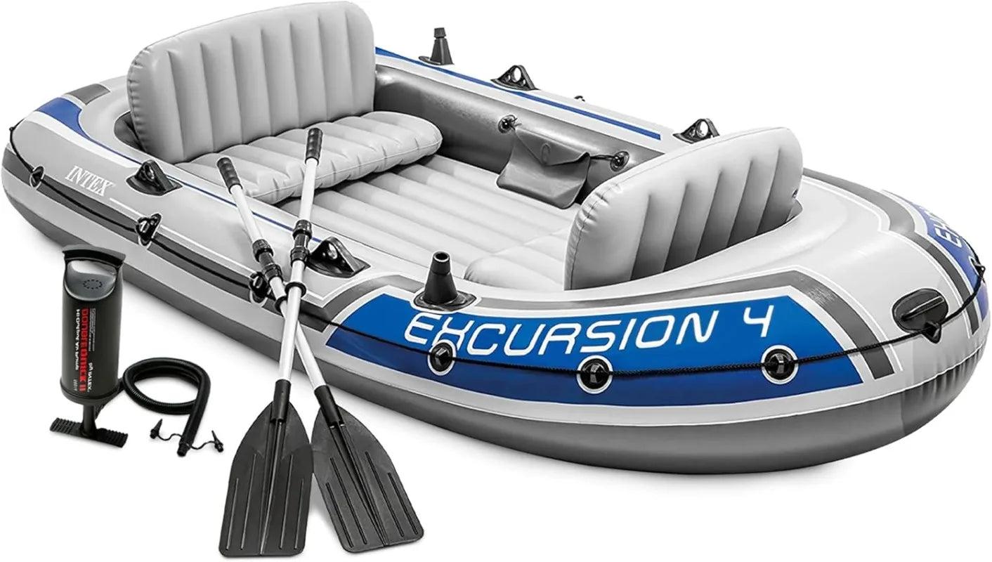 Inflatable Boat Series: Includes Deluxe 54in Boat Oars and High-Output Pump
