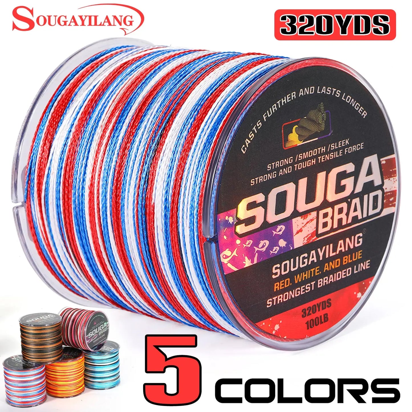 Sougayilang 4 Strand Braided Fishing Line 300M Multifilament Carp Fishing Japanese Braided Wire Fishing Accessorie PE Line Pesca