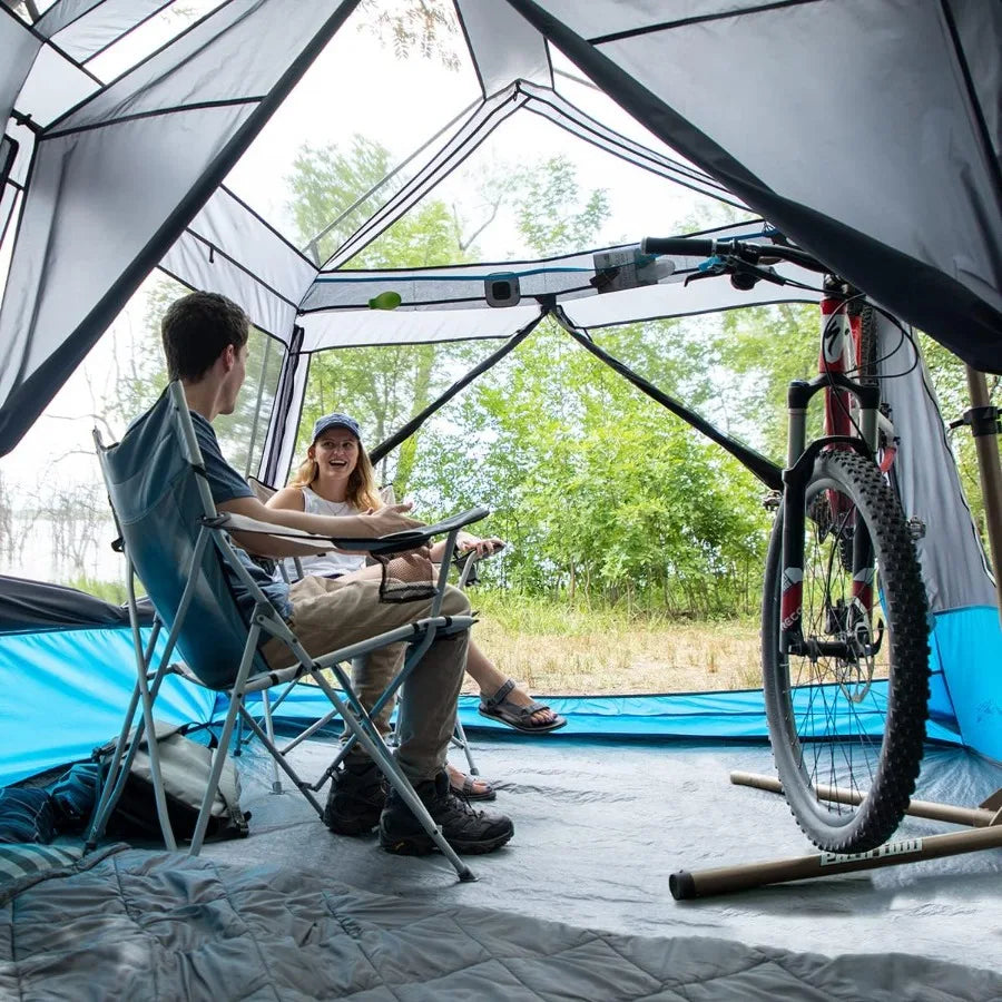 Instant Cabin Tents with LED Lights 6 Person 9 Person 12 Person Family Multi Room Lighted Pop Up Tents for Camping Included Sto