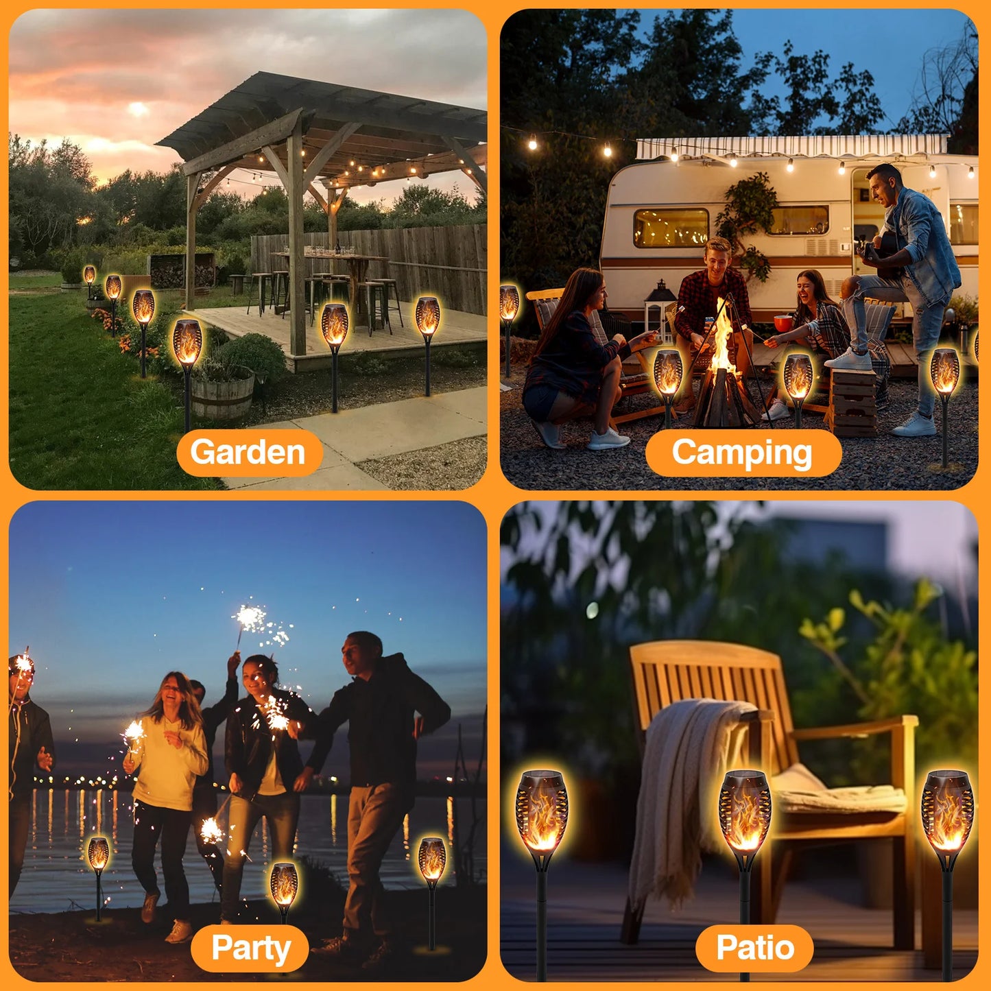 Solar Lights Outdoor LED 4/6/812Pcs Solar Torch Lights with Flickering Flame Waterproof Garden Decoration Lawn Path Yard Patio