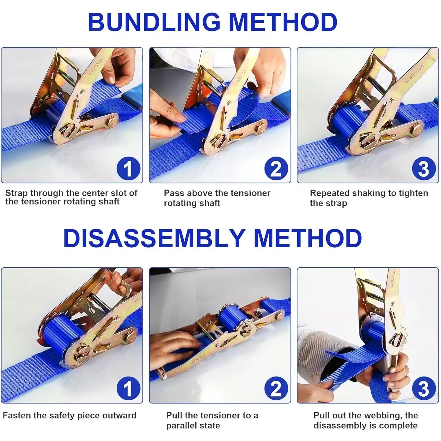 9m X 50mm Double J Hook Ratchet Straps (11,000 lbs Break Strength)