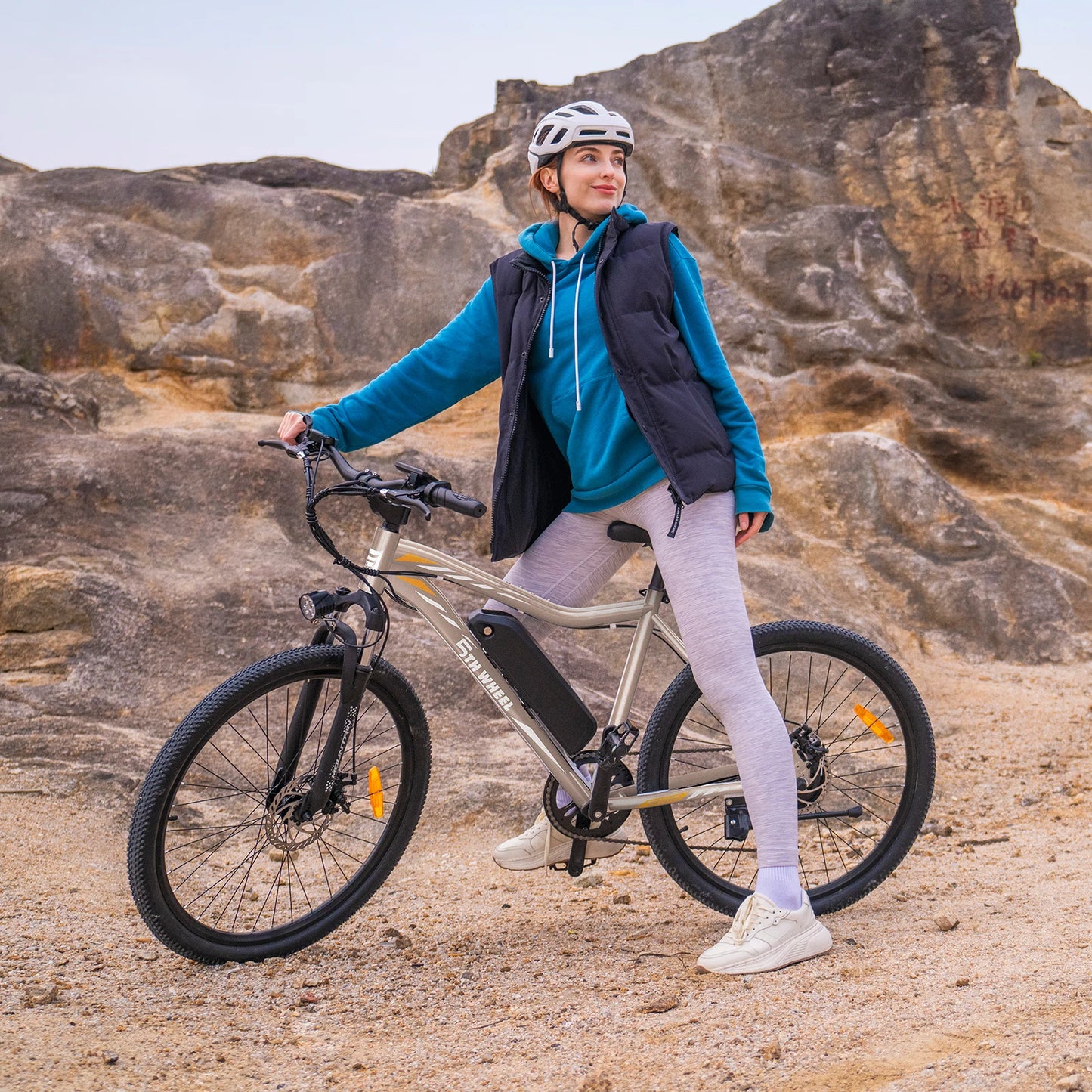 5TH WHEEL AB17 Electric Bike, 700W Peak Motor, 23 Mph Max Speed, Color LCD Display, Front Suspension (Gray)